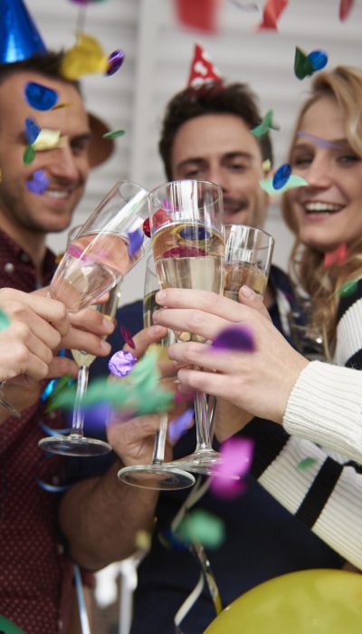 Celebratory toast at the office party